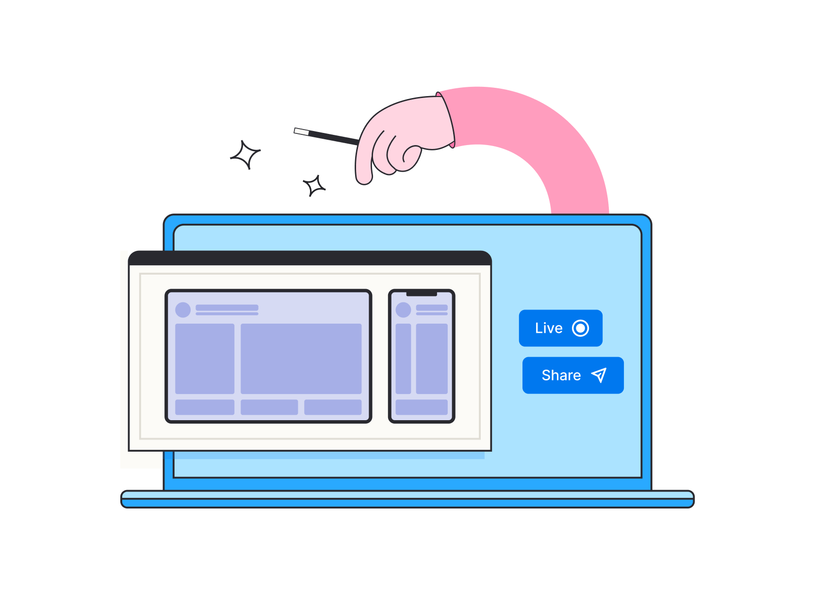 Illustration of arms editing a dashboard